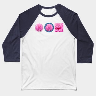 Pink Dahlia Floral Art Baseball T-Shirt